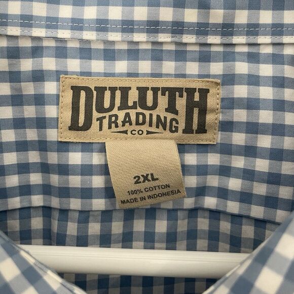 Duluth Button Down Shirt Mens‎ Size XXL 2XL Short Sleeve Untucked Blue Plaid - Picture 4 of 10